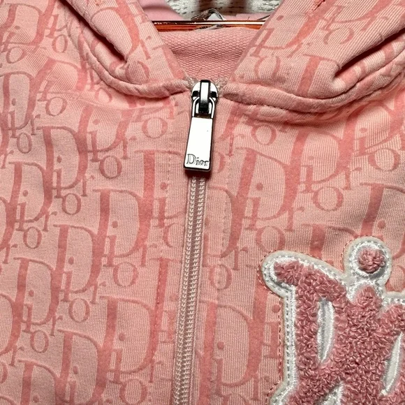 Dior Kids pink monogram logo zip up jacket size 6-7Y - Picture 4 of 10